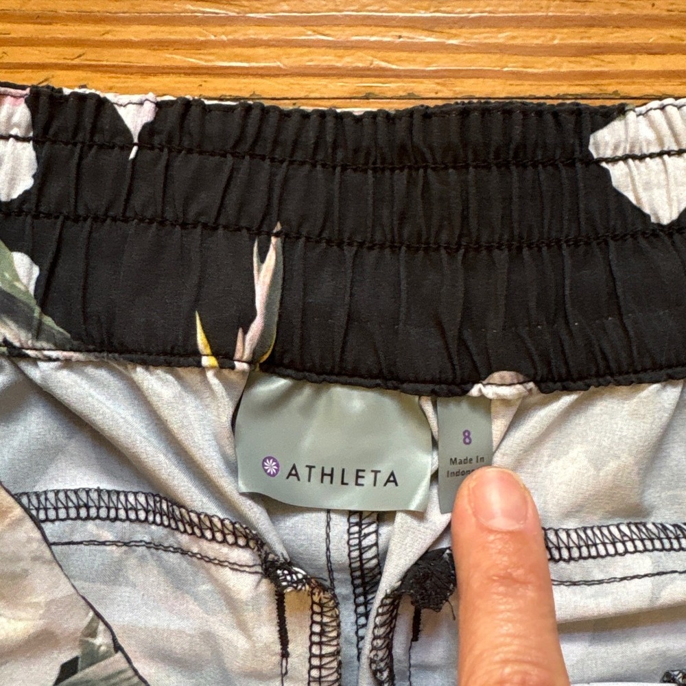 Athleta Black Floral Athletic Shorts - Picture 3 of 6